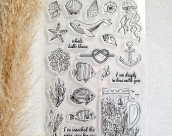 Stempel Ahoi Meer Kapitän - Silikonstempel - Stempelset - Clear Stamps - transparente Stempel - Anker