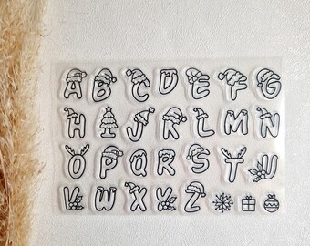 Stempel Buchstaben - Silikonstempel - Stempelset - Clear Stamps - transparente Stempel ABC Alphabet Winter Weihnachten