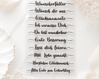10-piece stamp set with lovely sayings for every occasion - stamps in German