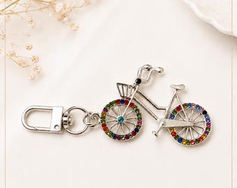 Sparkling bicycle key ring with rhinestones - a pendant for true athletes