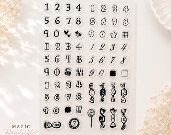 70-piece stamp set with numbers - stamps to fall in love with