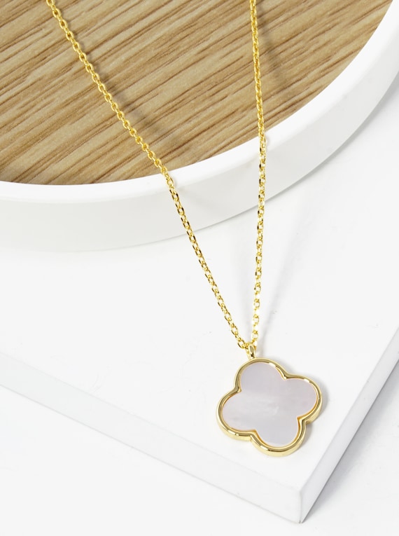 18K Gold Dipped 14mm Quatrefoil Pendant Necklace - Etsy
