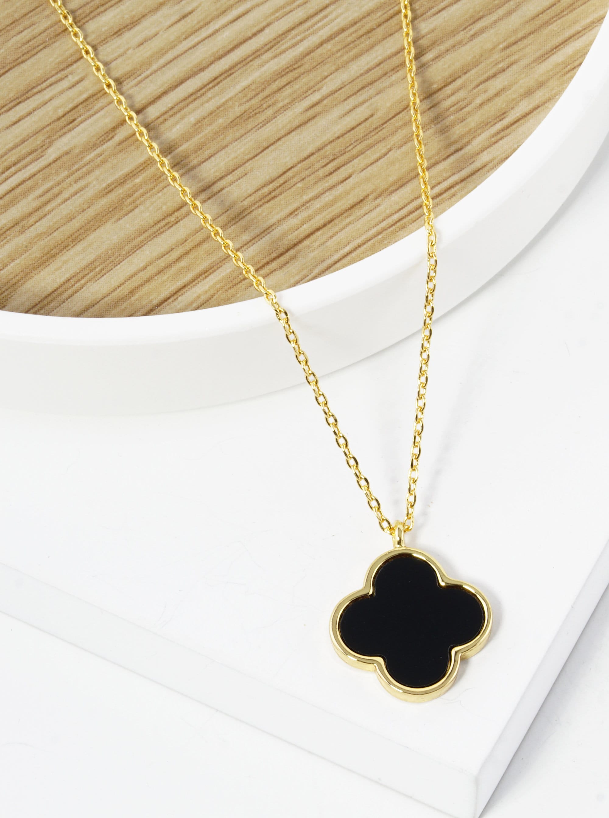 18K Gold Dipped 14mm Quatrefoil Pendant Necklace - Etsy