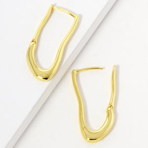 18K Gold Dipped Organic Shape 28mm Hoop Earrings