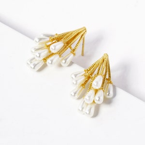 18K Gold Dipped Pearl Cluster Post Stud Earrings