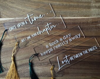 Acrylic bookmarks| bookworm gift| quote bookmark| tassel bookmark| book gifts