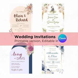 Wedding Invitation Template, Editable Wedding Template, 8 Different styles, Wedding invitation bundle