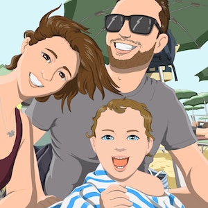 Ilustración o tarjetas personalizadas para ocasiones especiales, foto estilo caricatura, foto personalizada (PRODUCTO DIGITAL)