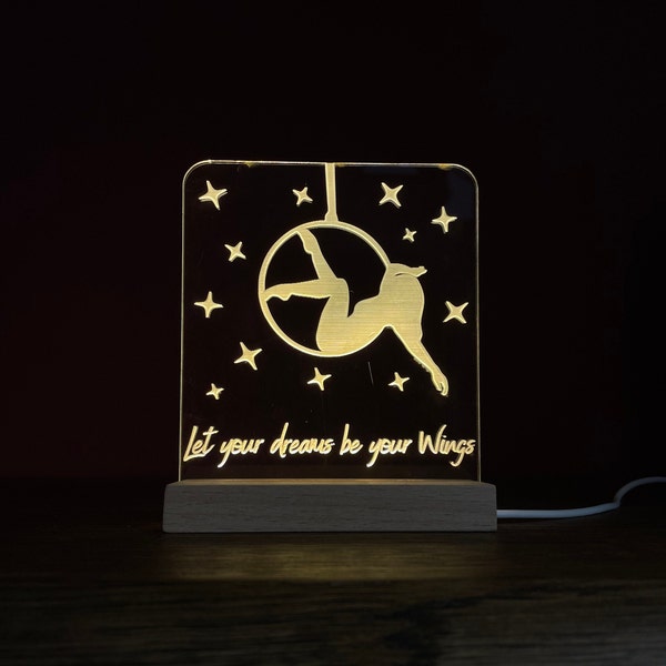 Nachtlicht - Anpassbare LED-Lampe - Aus Holz und Acryl - Lasergraviert - Einzigartiges und originelles handgefertigtes Geschenk