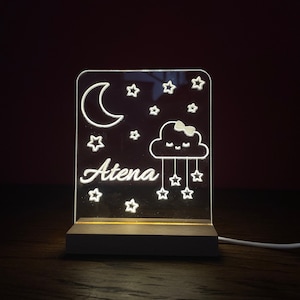 Customizable LED lamp with engraving, gift for birth, children's birthday, Christmas
