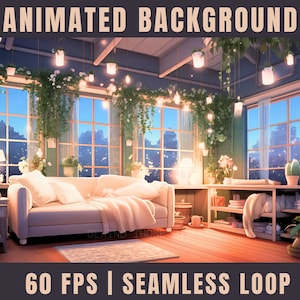 Vtuber Background | Twitch Overlay Animated Virtual Background | Vtuber Room | Vtuber Stream Design | Vtuber Assets | Dreamy Vtuber Bedroom