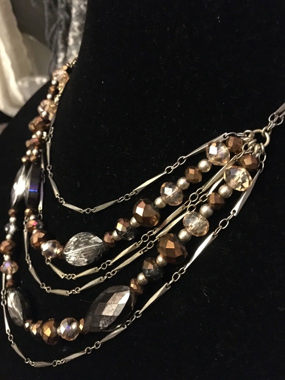 Vintage Multistrand Glass & metal necklace, Simply