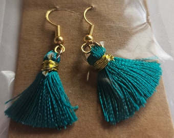 Green Tassel Earrings