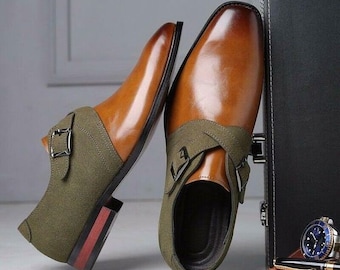 Handgemaakte leren schoenen met dubbele gesp | Elegante loafers met gesp