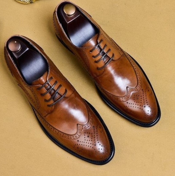 Men's Handmade Bespoke Brown Leather Shoe Single Men's Italian Brown  Leather Shoe Men's Oxford Dress up Office and Wedding Wear Shoe
