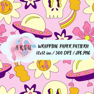 Colorful Digital Wrapping Paper Pattern, Funny Digital Paper, Scrapbook Pattern,  Commercial Use, Watercolor Seamless Pattern