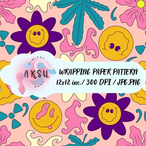 Colorful Digital Wrapping Paper Pattern, Funny Digital Paper, Scrapbook Pattern,  Commercial Use, Watercolor Seamless Pattern