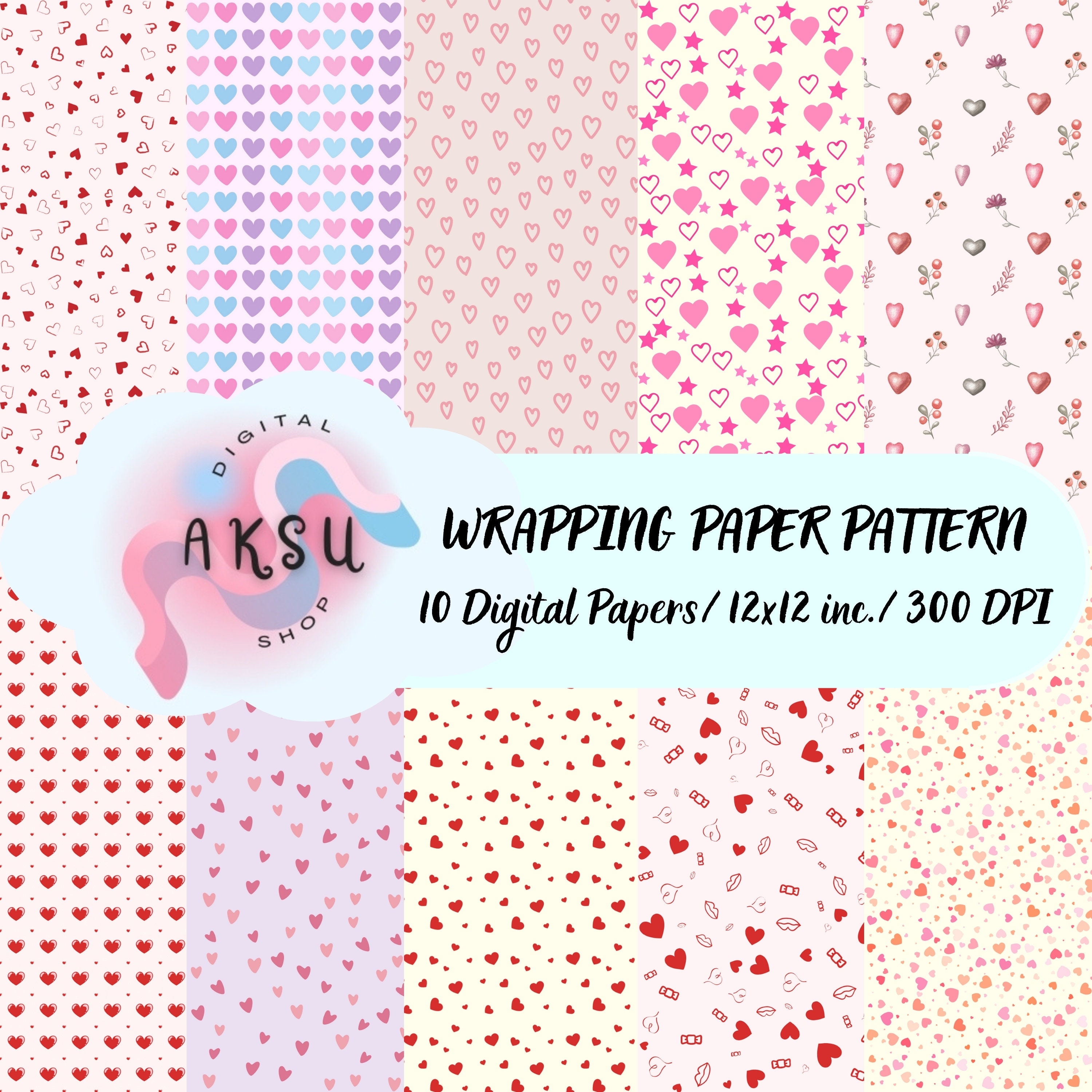 Valentine's Day Digital Paper, Seamless Hearts Pattern, Printable ...