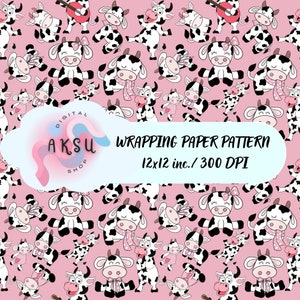 Seamless Cows Pattern, Cuty Cows Digital Paper, Funny Scrapbook Pattern, Commercial Use, Digital Background, INSTANT DOWNLOAD