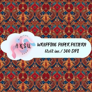 Vintage Digital Wrapping Paper Pattern, Retro Digital Paper, Seamless Pattern, Antique Style, Scrapbook Paper, Commercial Use