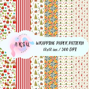 New Year Seamless Pattern, New Year Background, Christmas Digital Papar Pack, Christmas Scrapbook, Commercial Use, 12x12 inc. 300 DPI