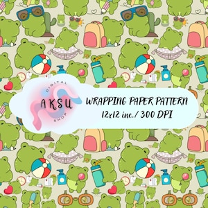 Seamless Frog Pattern, Frogs Digital Paper, Funny Scrapbook Pattern, Commercial Use, Digital Background, INSTANT DOWNLOAD