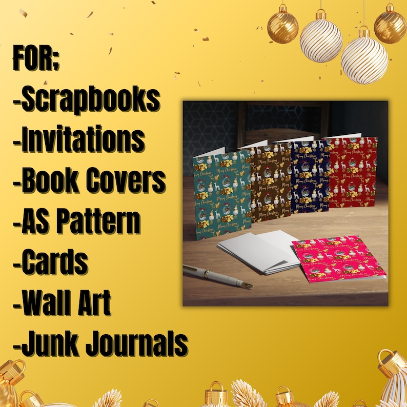 New Year 2024 Digital Paper, 2024 Pattern, Scrapbook Papers, Seamless