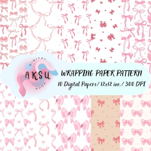 Rosa Kokette Band Musterdesign, rosa Band Bogen Sammelalbum Muster, kommerzielle Nutzung, druckbare digitale Papierhintergrund