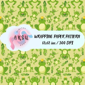 Seamless Frog Pattern, Frogs Digital Paper, Funny Scrapbook Pattern, Commercial Use, Digital Background, INSTANT DOWNLOAD
