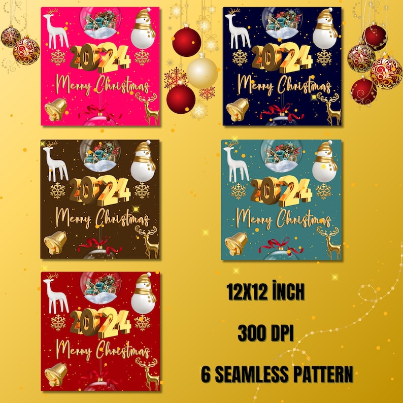 New Year 2024 Digital Paper, 2024 Pattern, Scrapbook Papers, Seamless