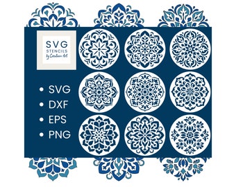 9 Mandala Turkey stencil, Turkey tiles, digital SVG DXF PNG Silhouette Cricut Cameo laser cnc cut files instant download, commercial use
