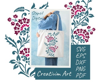 Szablon kwiatowy Kwiaty cyfrowe pliki SVG DXF PNG pdf do cięcia naklejek winylowych Silhouette Cricut laser cnc pliki do natychmiastowego pobrania