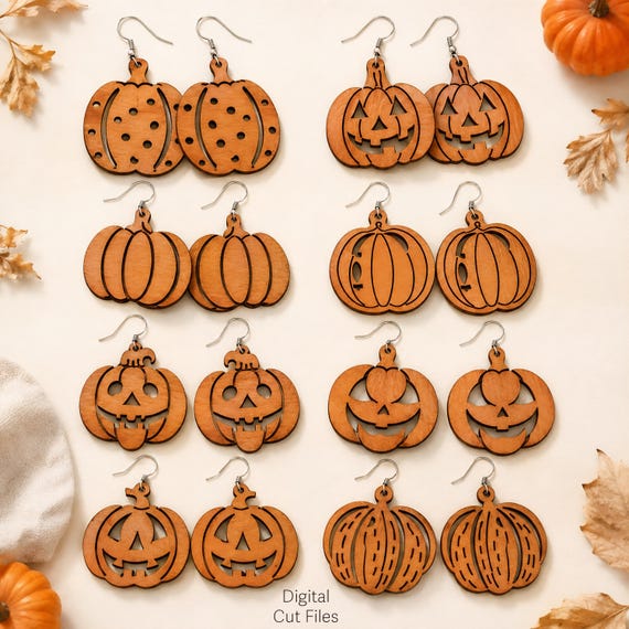 Halloween Earrings SVG Bundle, Autumn Earrings, Halloween Earrings Svg, Engraving Pattern Svg, Wood Earring Svg, Earring cnc, commercial use
