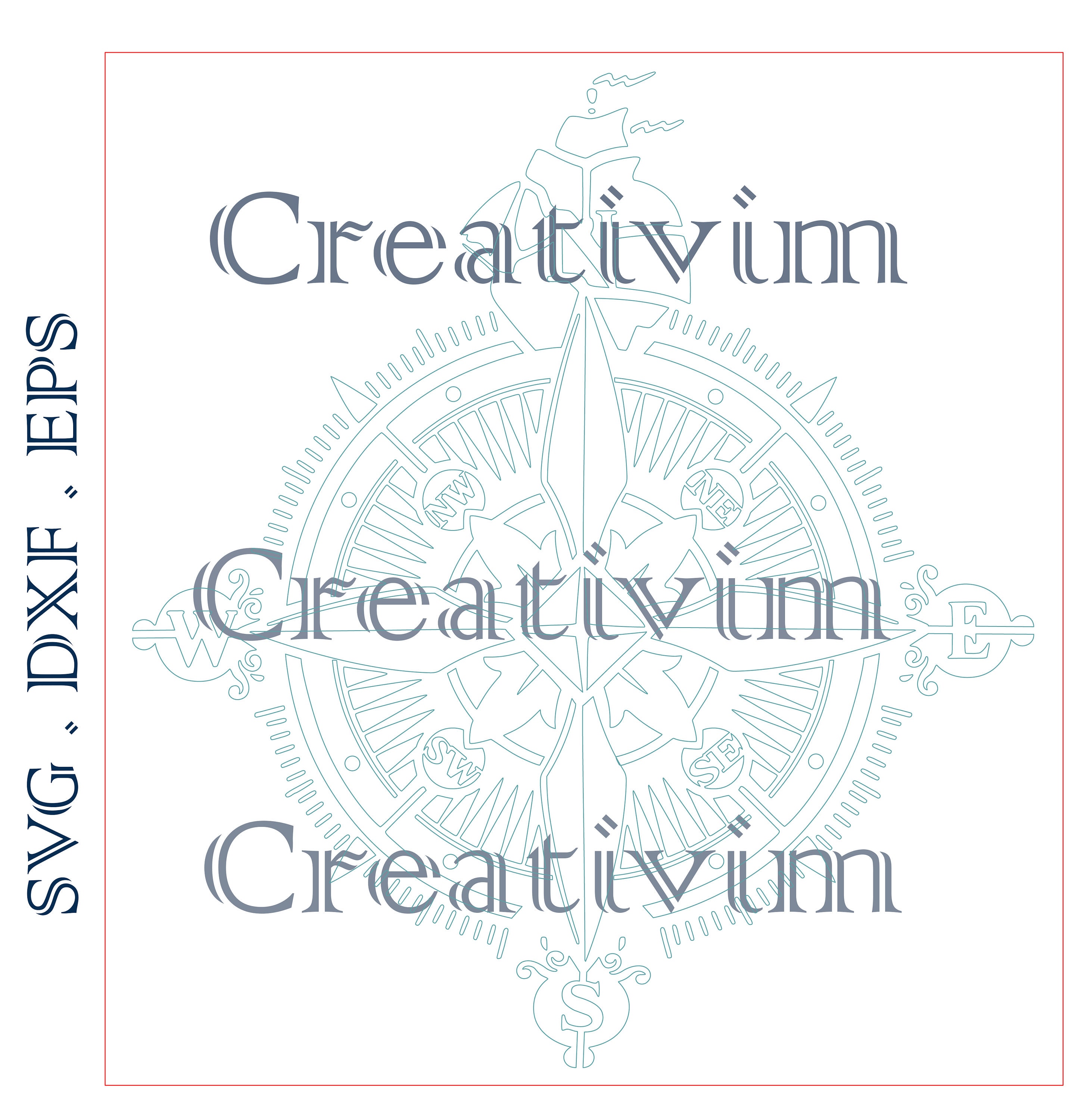 Stencil Compass Digital SVG DXF PNG Files for Silhouette Cricut Cameo ...