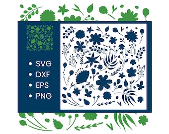 Stencil Floral pattern SVG DXF PNG files for Silhouette Cricut Cameo laser cnc cut files instant download, commerce use
