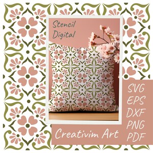 Stencil Chamomile Seamless Pattern digital SVG DXF PNG files Cricut Cameo laser cnc cut files instant download, commercial use
