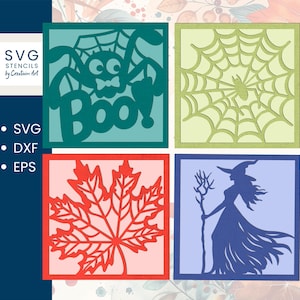 Halloween carte Bundle svg, svg carte automne, cartes automne svg, carte svg dxf, carte Halloween papercut, Halloween Cricut, carte Halloween couper fichier