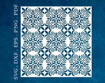 Plantilla Seamless Pattern Tile 2 archivos digitales SVG DXF PNG para Silhouette Cricut Cameo láser cnc archivos de corte descarga instantánea, uso comercial