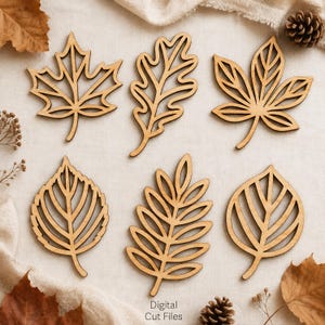 Fall Leaves SVG Bundle, Autumn Leaf Cut Files, Botanical Line Art for Cricut, Silhouette, Laser Cut Files, cnc files, commercial use