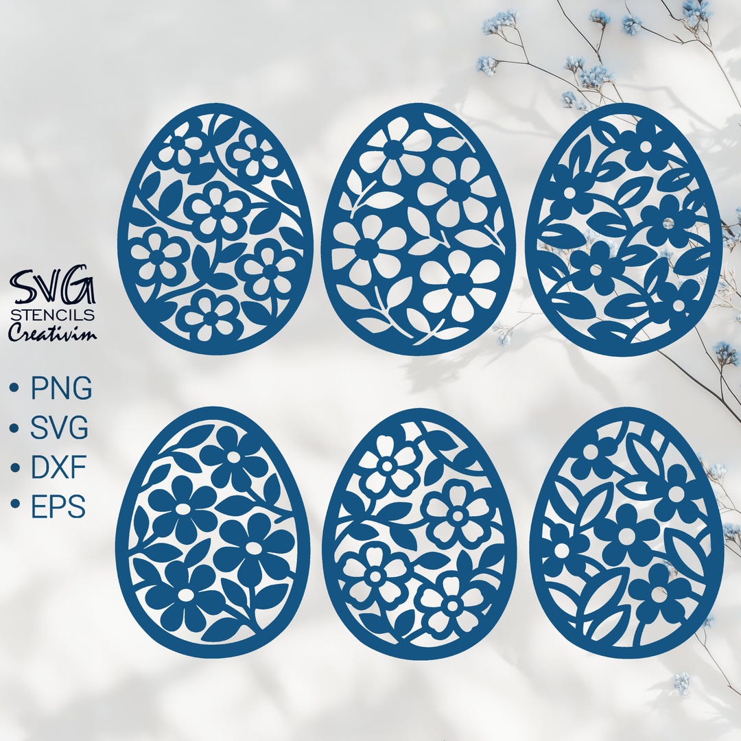 6 Floral Easter Egg SVG Bundle – Cricut & Laser Cut Files – Papercraft ...
