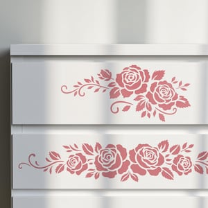 Rosenkantsstencil SVG-paket, blommig möbel- och väggdekorfil för Cricut, Laser och CNC