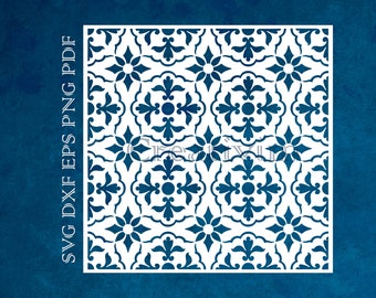 Fondo de plantilla de azulejos mexicanos de Talavera, archivos digitales SVG DXF PNG para Silhouette Cricut Cameo láser cnc archivos de corte descarga instantánea