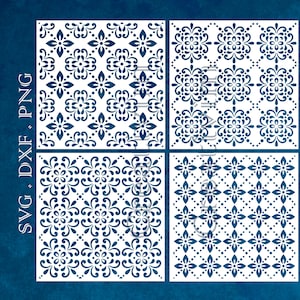 4 stencil Seamless Pattern Mexican tile Beads digital SVG DXF PNG files for Silhouette Cricut Cameo laser cnc cut files instant download
