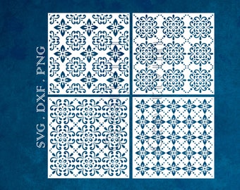4 plantilla Patrón sin costuras Azulejo mexicano Cuentas archivos digitales SVG DXF PNG para Silhouette Cricut Cameo láser cnc archivos de corte descarga instantánea