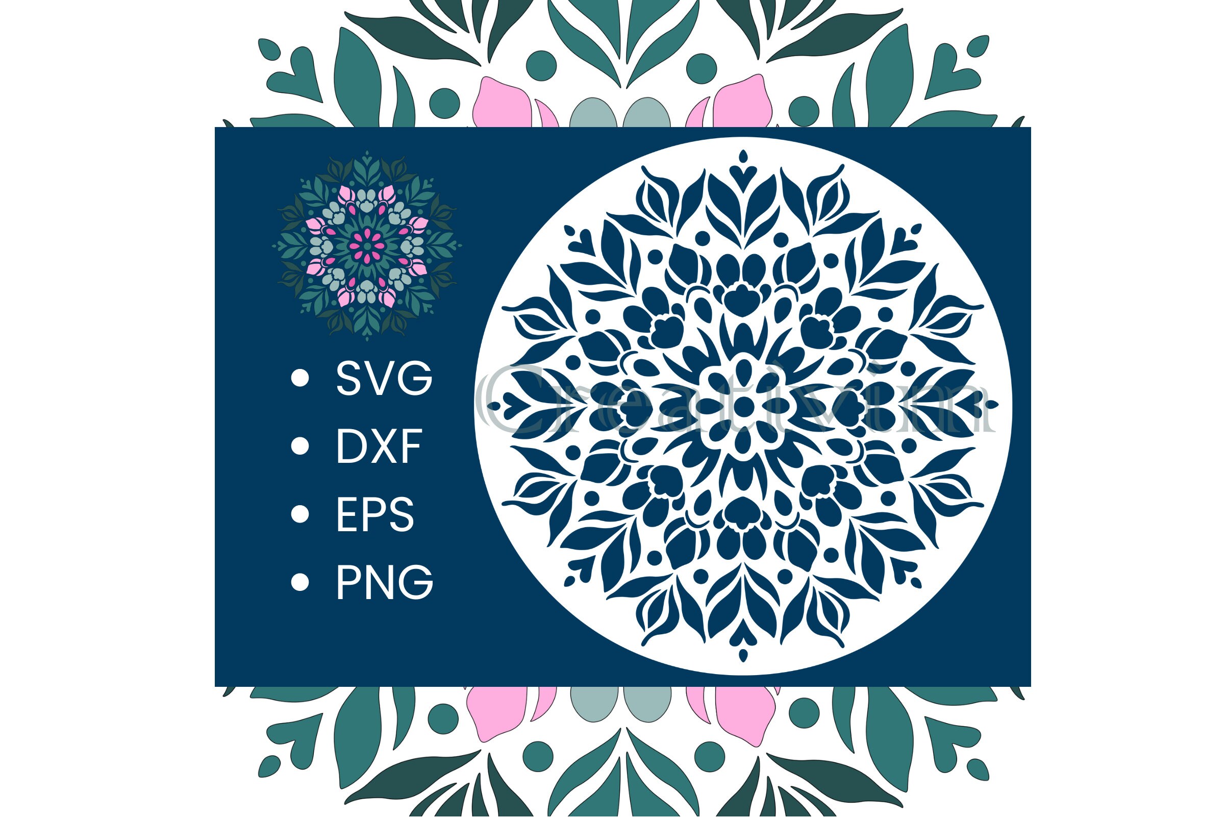Mandala stencil Flowers digital template SVG DXF PNG files for Silhouette Cameo Cricut laser cnc vinyl stickers cut files, commercial use