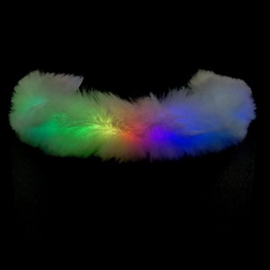 Animated Faux Fur Glow Choker | Light up LED wearable necklace accessory for EDM festivals or raves: burning man, electric forest