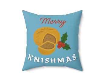 Merry Knishmas Christmakkuh Throw Pillow (Cover AND Insert)