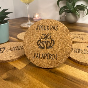 Dessous-de-verre liège Apéro Idée cadeau : crémaillère, apéritif, cadeau Noël image 3