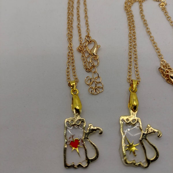 GOLD KITTEN NECKLACE, Cat Necklace, kitten necklace, Cat Jewelry, cat pendant, cat lover, Collier chaton, Bijou de chat,  DomieCoucou,