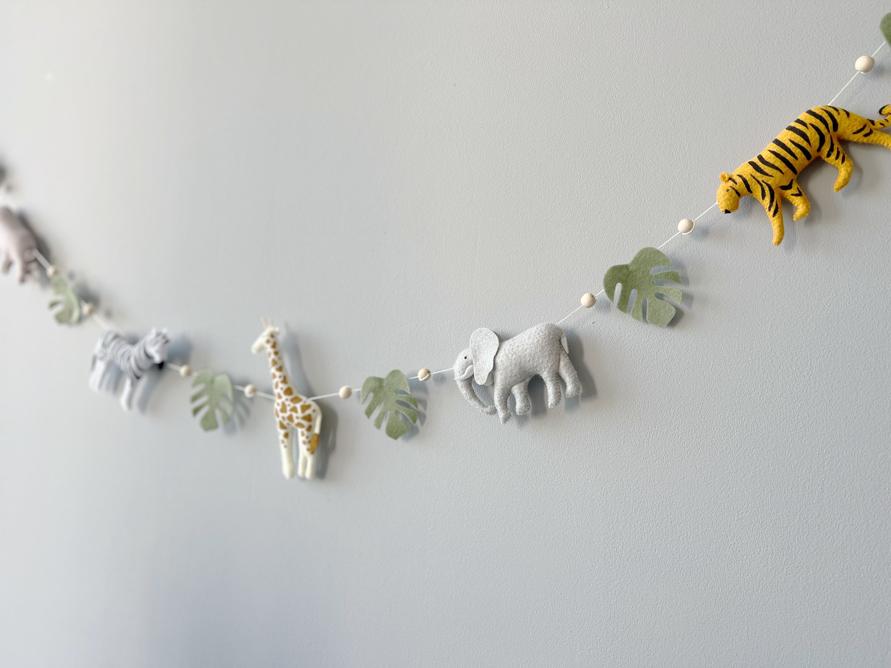 Safari Garland, Safari Wall Decor, Jungle Nursery Decor, Felt Safari